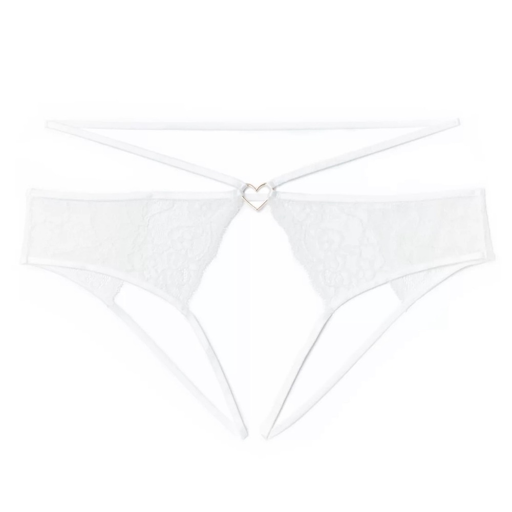 nwt white crotchless bikini panties